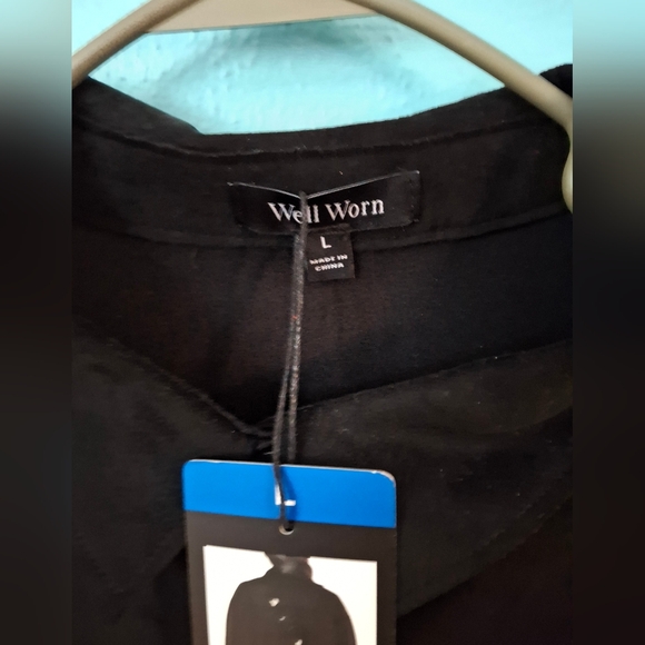 Well Worn Shirt Jacket Women's Large Black Brushed Suede Feel 2 Pockets NWT - Picture 5 of 7